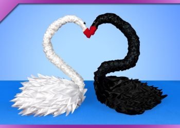 DIY Find out how to make kanzashi ribbon swan, wedding table decoration (ENG Subtitles) – Speed up #502