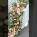 Dusty Rose Green Leaves Table Runner Flower Row Wedding Floral Arrangement