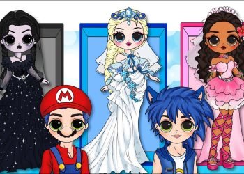 DRESS WEDDING: Couple Wednesday, Mario, Disney Princess & Sonic / DIYs Paper Dolls & Crafts