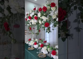 Angela Flower Colourful Rose Green Leaves Table Flower Runner  #floraldesign #diy #wedding#table