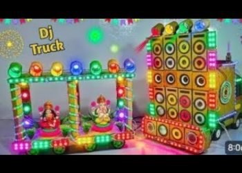 diy mini wedding dj road lights gadi wedding dj gauri #Ganesh Puja dj lite trolley dj truck