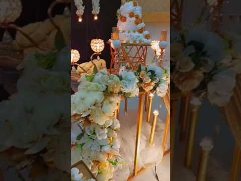 bridal wedding cake table decoration ideas DIY backdrop flowers #shorts #cake #youtubeshorts