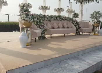 white  and peach decoration