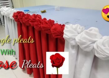 Table skirting single pleats with two colours combination and rose pleats design.