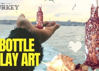 Eco friendly & Vintage style wedding table centrepiece Decor | Mural Clay Art Wine Bottle Decor