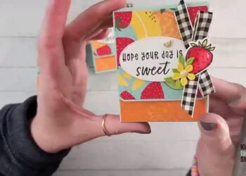 LIVE: Stampin' Up! Kitchen Table Stamper Gusseted Treat Pouch Box with Fruit Salad Designer Paper