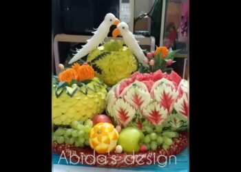 #shorts Food table centerpiece | Bangladeshi fruit and vegetables carving by abida's design