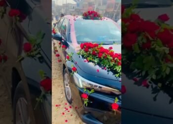 Wedding Automobile decorations V type decorations fresh Flowers 🌹🌹🌹🌸