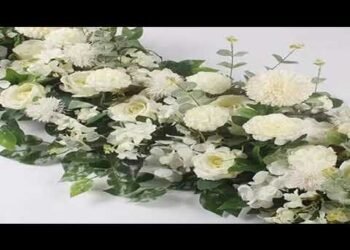 100cm Luxury White Rose Artificial Flower Row Wedding Table Centerpiece Flowers Backdrop Wall Arches