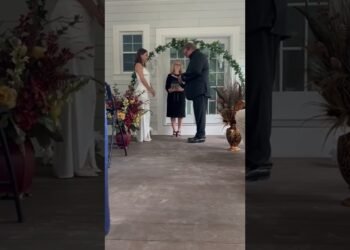 Intimate wedding on back porch Carina and Anthony