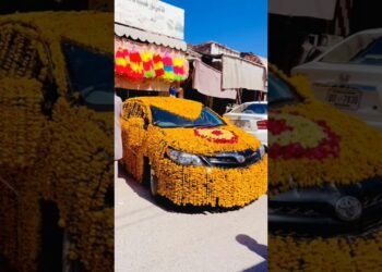 Beautiful Wedding Automobile Decorations With Yellow Flowers |#youtubeshorts #ytshorts #viralvideo #youtube