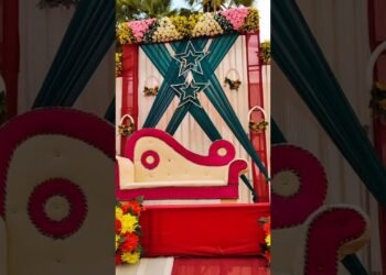 wedding stage decoration || jaimala stage decoration #wedding #jaimala #flowerdecoration #shorts