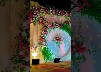 flower stage background design wedding decoration #wedding #flowers #tranding #viral #shortyt #decor