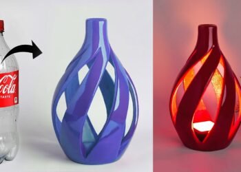 Table lamp making || Plastic bottle Corner Flower vase || Lighting lamp making