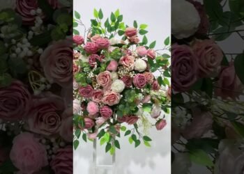 Pink Purple Roses Green Leaves Table Centerpieces Aisle Flowers Event Props#wedding #event #florist