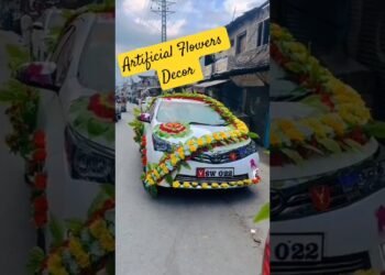 Beautiful Wedding Automobile's Decorations with Artificial Flowers |#youtubeshorts #viral #shorts #trending