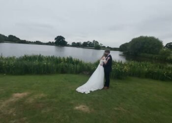Sandhole Oak Barn Wedding venue by FPV Drone