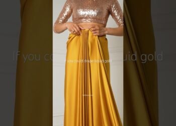 Saree Search for Wedding Party | yellow saree for haldi ceremony | satin silk saree draping | #shorts
