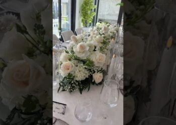 Elegant White Floral Centerpiece for Rectangular Table | Event & Wedding Decor Ideas