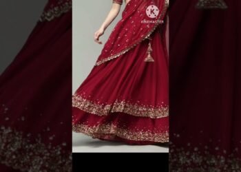 खूबसूरत लहंगा साड़ी #red #beautiful #fashion #trending #wedding #party #bridal #viralvideo #shorts