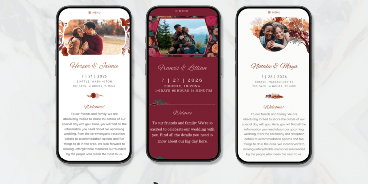 free wedding website fall templates