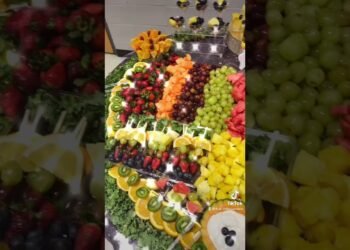 Wedding Fruit Table Display w/cups and fruit kabobs
