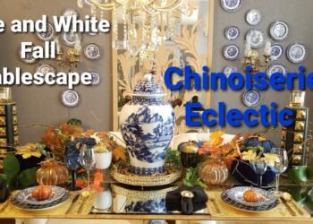 Blue and White Tablescape for Fall, 2021 | Eclectic Table Setting | Chinoiserie Decorate with Me