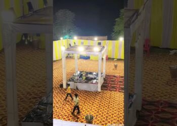 ✨ Night Mandap Decoration | Beautiful Wedding Stage Lighting Setup | Royal Mandap Design Ideas