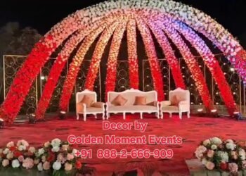 Royal Red & Crystal Wedding Stage Decoration | Luxury Indian Wedding Mandap Design