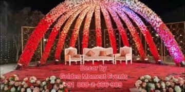 Royal Red & Crystal Wedding Stage Decoration | Luxury Indian Wedding Mandap Design