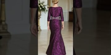 Elegant Plum Purple Jacquard Mother of the Bride Dress | Winter Wedding Outfit Inspiration 2025