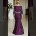 Elegant Plum Purple Jacquard Mother of the Bride Dress | Winter Wedding Outfit Inspiration 2025