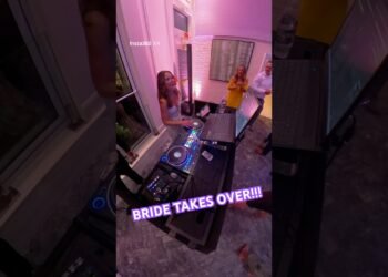 Bride takes over DJ booth!! #dj #wedding #party #dance #weddingdj #djlove #djfamily #djbooth