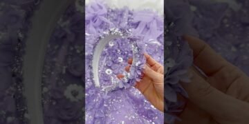 Corset v neck 3D floral beaded lavender long prom dress #dress #gown #fashion #prom #wedding #bridal