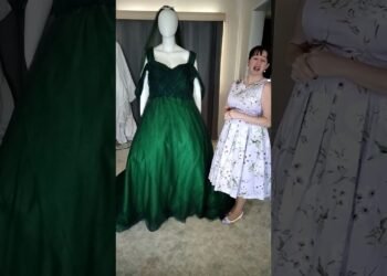 Order 510 Video 5 Metallic Ombre Green Tulle Wedding Dress With Matching Veil