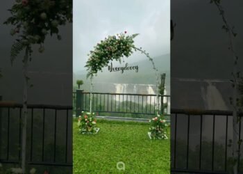 typical intimate and minimalist wedding in rain forest resort near athirappilly water falls