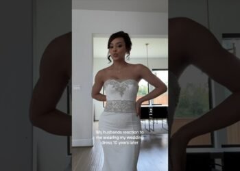 My husbands response to me wearing my wedding dress 10 years later #shorts