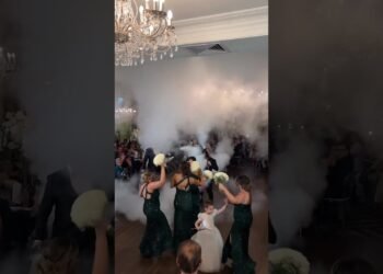 Watch this bridal party bring the VIBES to their entrance 🔥  #wedding #weddingparty #energy