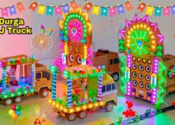 DIY Recent Mini DJ Truck Ganesh Chaturthi Stage Wedding DJ Light | Cardboard Big DJ Durga Navratri Puja