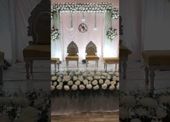RECEPTION STAGE DECORATION SETUP ✨#traditional#wedding#traditinal#design#decoration#decor#ytshorts
