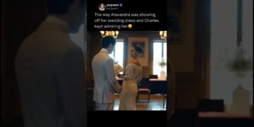 Alexandra Saint Mleux was showing off her wedding dress and Charles Leclerc kept admiring her 😩