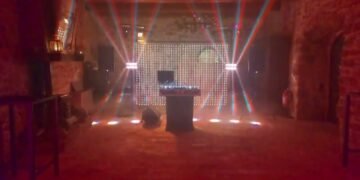 Elegant Crescendo Wedding Lighting Setup in Italy | Wedding DJ Atmosphere Design