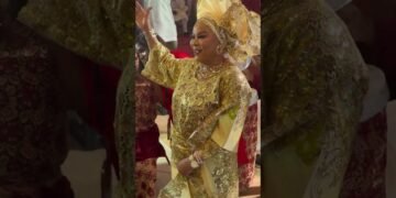 Sola Sobowale dancing and joyful at her daughter’s wedding party