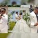 OUR INTIMATE GARDEN WEDDING VOW CEREMONY- WALKING DOWN THE AISLE WITH A PICTURE OF MY LATE DAD.