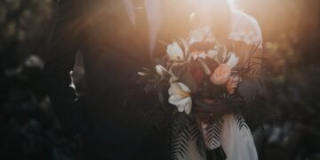 Couple exchanging vows at an intimate vow renewal ceremony