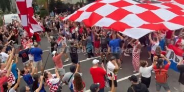Croatia fans marching through Philadelphia crash wedding party