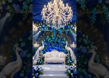 4K Luxury Royal Peacock Theme Wedding Stage Decoration 🦚✨ #luxurywedding