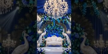 4K Luxury Royal Peacock Theme Wedding Stage Decoration 🦚✨ #luxurywedding