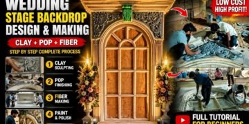 Wedding Stage Backdrop Design Kaise Banaye | Clay + POP + Fiber Full Process | Step By Step Tutorial