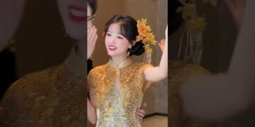 Stunning Chinese Yellow Wedding Dress😍Latest Style Qipao Took Everyone by Surprise! #wedding​ #shorts​